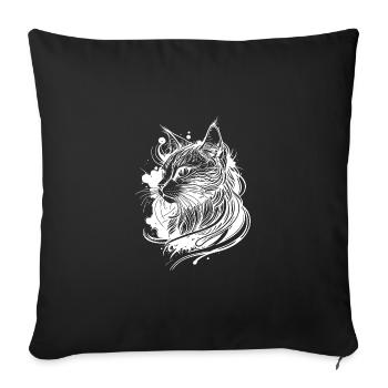 Chat de l’espace mignon dans le style de tatouage - Housse de coussin décorative 45 x 45 cm - noir - Devant