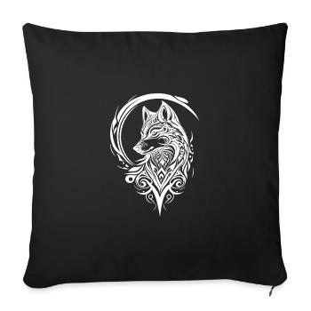 Pretty Wolf Portrait Tribal Tattoo Style - Sofa pillowcase 17,3'' x 17,3'' (45 x 45 cm) - black - Front