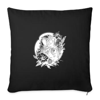 Astronaut with flowers in the moonlight - Sofa pillowcase 17,3'' x 17,3'' (45 x 45 cm) - black - Front