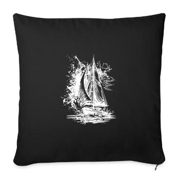 Sleek sport sailing ship with sails - Sofa pillowcase 17,3'' x 17,3'' (45 x 45 cm) - black - Front