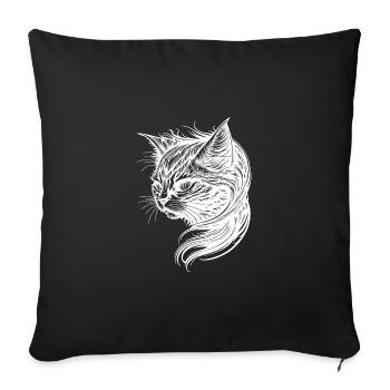 Chat élégant dans le style de tatouage vintage - Housse de coussin décorative 45 x 45 cm - noir - Devant