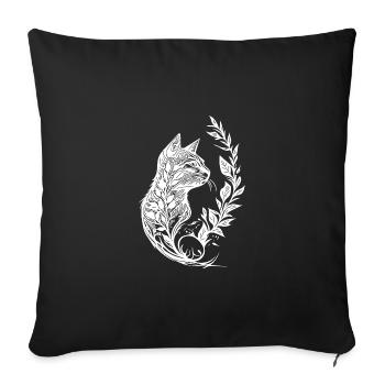 Little cute cat in nature tattoo style - Sofa pillowcase 17,3'' x 17,3'' (45 x 45 cm) - black - Front