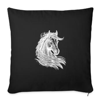 Elegante Stuten Porträt mit Mähne im Wind - Sofakissenbezug 45 x 45 cm - Schwarz - Vorne