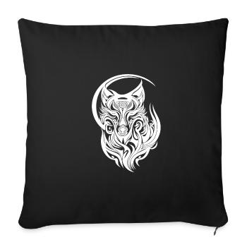 Vintage Wolf Portrait Tribal Tattoo Style - Sofa pillowcase 17,3'' x 17,3'' (45 x 45 cm) - black - Front