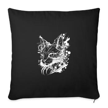 Weltraum Katze im Vintage Tattoo Style - Sofakissenbezug 45 x 45 cm - Schwarz - Vorne