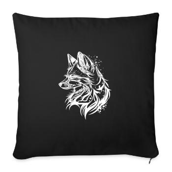Eleganter Fuchs in Tribal Tattoo Tinte - Sofakissenbezug 45 x 45 cm - Schwarz - Vorne
