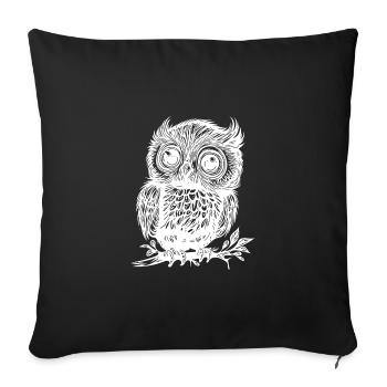 Mignon chouette vintage mignonne - Housse de coussin décorative 45 x 45 cm - noir - Devant