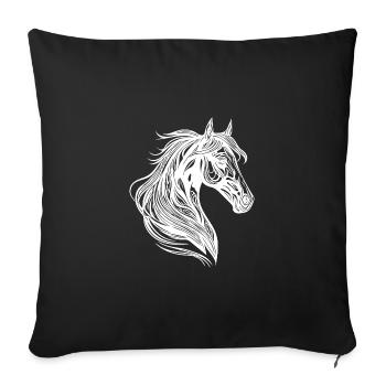 Stute Porträt mit eleganter Mähne im Wind - Sofakissenbezug 45 x 45 cm - Schwarz - Vorne