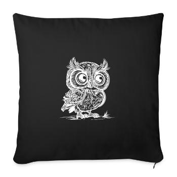 Little Owl - Mignon hibou vintage - Housse de coussin décorative 45 x 45 cm - noir - Devant