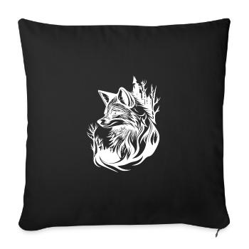 Hübscher niedlicher Tattoo Style Fuchs im Wald - Sofakissenbezug 45 x 45 cm - Schwarz - Vorne