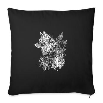 Vintage Wolf Head Portrait Nature Ink Tattoo Style - Sofa pillowcase 17,3'' x 17,3'' (45 x 45 cm) - black - Front