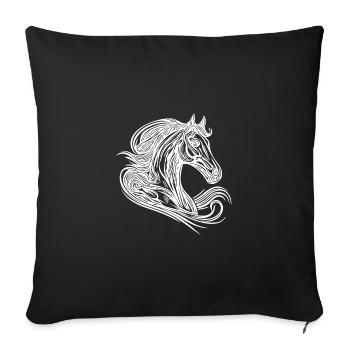 Stallion portrait with elegant mane in the wind - Sofa pillowcase 17,3'' x 17,3'' (45 x 45 cm) - black - Front
