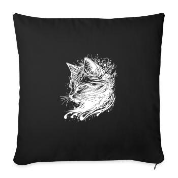 Little Cute Cat in Nature Splash Tattoo Style - Sofa pillowcase 17,3'' x 17,3'' (45 x 45 cm) - black - Front