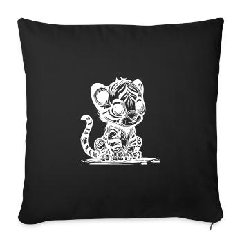 Petit tigre avec un joli motif rayé - Housse de coussin décorative 45 x 45 cm - noir - Devant