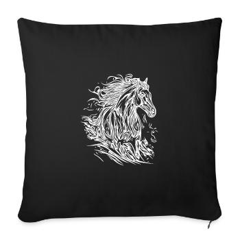 Galloping stallion with elegant mane in the wind - Sofa pillowcase 17,3'' x 17,3'' (45 x 45 cm) - black - Front