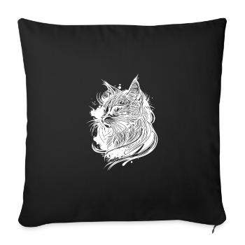 Mignon petit espace chat domestique dans le style tatouage - Housse de coussin décorative 45 x 45 cm - noir - Devant
