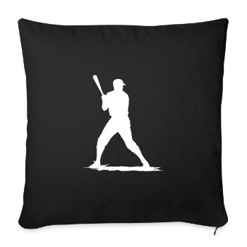 Joueur de baseball avec batte de baseball - Housse de coussin décorative 45 x 45 cm - noir - Devant