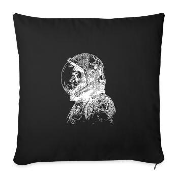 Cosmonaute vintage avec casque fermé - Housse de coussin décorative 45 x 45 cm - noir - Devant
