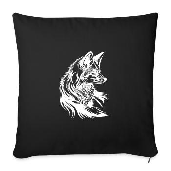 Petit renard mignon portrait tatouage encre - Housse de coussin décorative 45 x 45 cm - noir - Devant