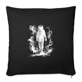Vintage astronaut walking in fog moonlight - Sofa pillowcase 17,3'' x 17,3'' (45 x 45 cm) - black - Front