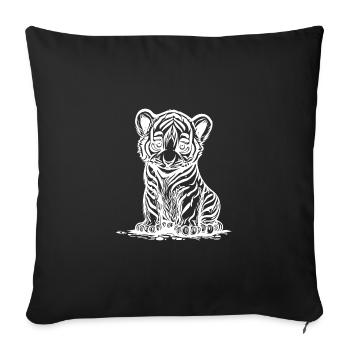 Mignon petit tigre avec un élégant motif rayé - Housse de coussin décorative 45 x 45 cm - noir - Devant
