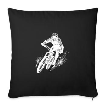 Mountain bikers with bike and helmet - Sofa pillowcase 17,3'' x 17,3'' (45 x 45 cm) - black - Front