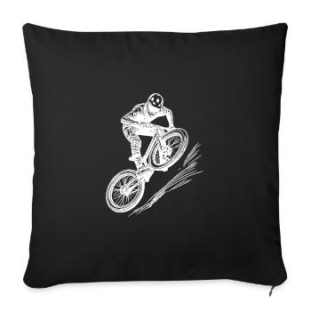 VTT avec vélo de descente - Housse de coussin décorative 45 x 45 cm - noir - Devant