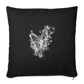 Pretty Vintage Tattoo Lines Style Butterfly - Sofa pillowcase 17,3'' x 17,3'' (45 x 45 cm) - black - Front