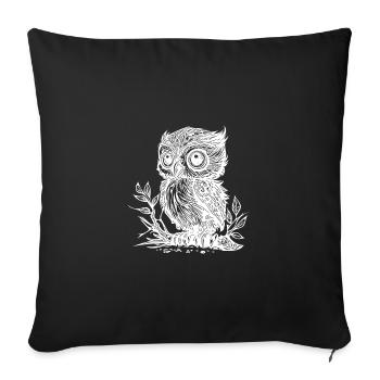 Cute little vintage owl on a branch - Sofa pillowcase 17,3'' x 17,3'' (45 x 45 cm) - black - Front