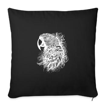 Perroquet Vintage Portrait d’oiseau Dessin - Housse de coussin décorative 45 x 45 cm - noir - Devant