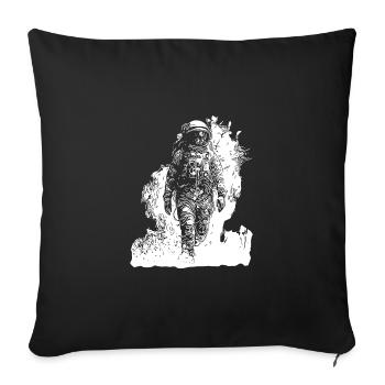 Vintage astronaut walking in moon dust nebula - Sofa pillowcase 17,3'' x 17,3'' (45 x 45 cm) - black - Front