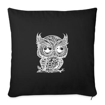 Little Cute Naughty Cuddle Zoo Owl - Sofa pillowcase 17,3'' x 17,3'' (45 x 45 cm) - black - Front
