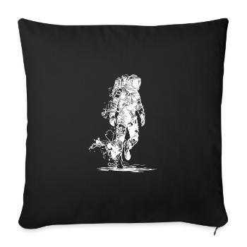 Astronaut walking over moon dust - Sofa pillowcase 17,3'' x 17,3'' (45 x 45 cm) - black - Front