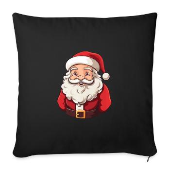 Herziger kleiner Weihnachtsmann mit Bart und Mütze - Sofakissenbezug 45 x 45 cm - Schwarz - Vorne