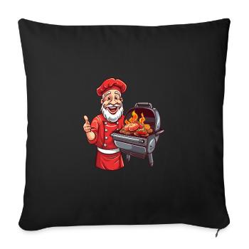 Fire Magic BBQ Santa Claus with Beard and Embers - Sofa pillowcase 17,3'' x 17,3'' (45 x 45 cm) - black - Front