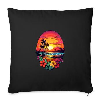 Palm Trees Hawaii Surfing Ocean Surfboard Design - Sofa pillowcase 17,3'' x 17,3'' (45 x 45 cm) - black - Front