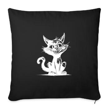 Naughty Pet Cat Grinning Cat Domestic Cat - Sofa pillowcase 17,3'' x 17,3'' (45 x 45 cm) - black - Front