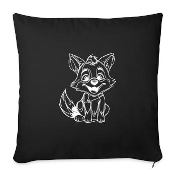 Kleiner niedlicher lächelnder Fuchs - Sofakissenbezug 45 x 45 cm - Schwarz - Vorne