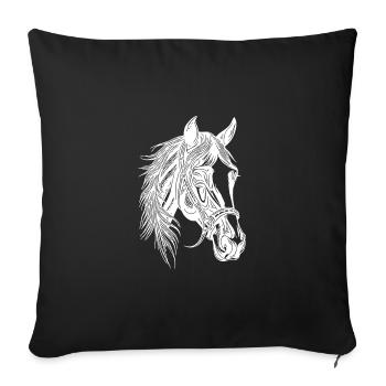 Pedigree Joli Cheval Équestre Dressage Sports équestres - Housse de coussin décorative 45 x 45 cm - noir - Devant