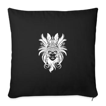 Femmes Masque Visage Plumes Coiffe Plumes - Housse de coussin décorative 45 x 45 cm - noir - Devant