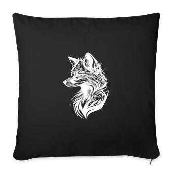 Tattoo Style Fuchs Porträt in fliessenden Linien - Sofakissenbezug 45 x 45 cm - Schwarz - Vorne