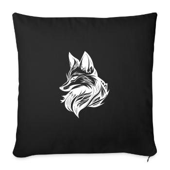 Eleganter schlauer Fuchs in Tattoo Tinte - Sofakissenbezug 45 x 45 cm - Schwarz - Vorne