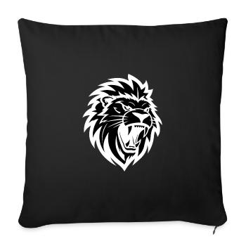 Roaring Lion Head Tattoo Style Elegant Mane - Sofa pillowcase 17,3'' x 17,3'' (45 x 45 cm) - black - Front