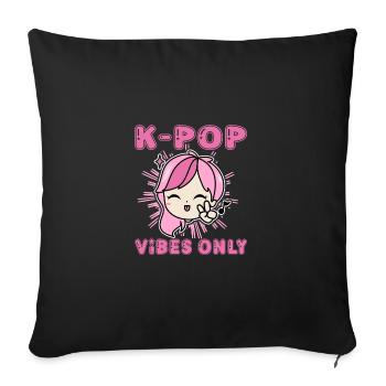 Idée cadeau motif coréen à la mode pour les fans de K-pop - Housse de coussin décorative 45 x 45 cm - noir - Devant