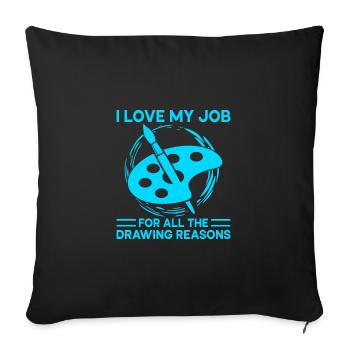 Artiste Peintre J’aime mon travail Idée cadeau d’art - Housse de coussin décorative 45 x 45 cm - noir - Devant