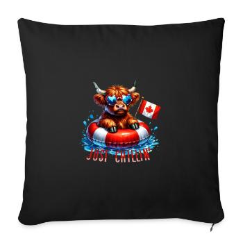 Just Chillin Highland cattle Canada Day - Sofa pillowcase 17,3'' x 17,3'' (45 x 45 cm) - black - Front