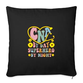 CNA Nursing Quotes Funny Nurse Lovers Cute CNA - Sofa pillowcase 17,3'' x 17,3'' (45 x 45 cm) - black - Front
