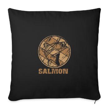 Lachs Salmon Angler Geschenk - Sofakissenbezug 45 x 45 cm - Schwarz - Vorne