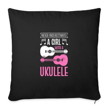 Musicien Uke Ukulele Ukulélé Unique Ukulélé - Housse de coussin décorative 45 x 45 cm - noir - Devant