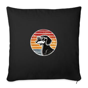 Retro Dog Dachshund Sunglasses Vintage Dog - Sofa pillowcase 17,3'' x 17,3'' (45 x 45 cm) - black - Front